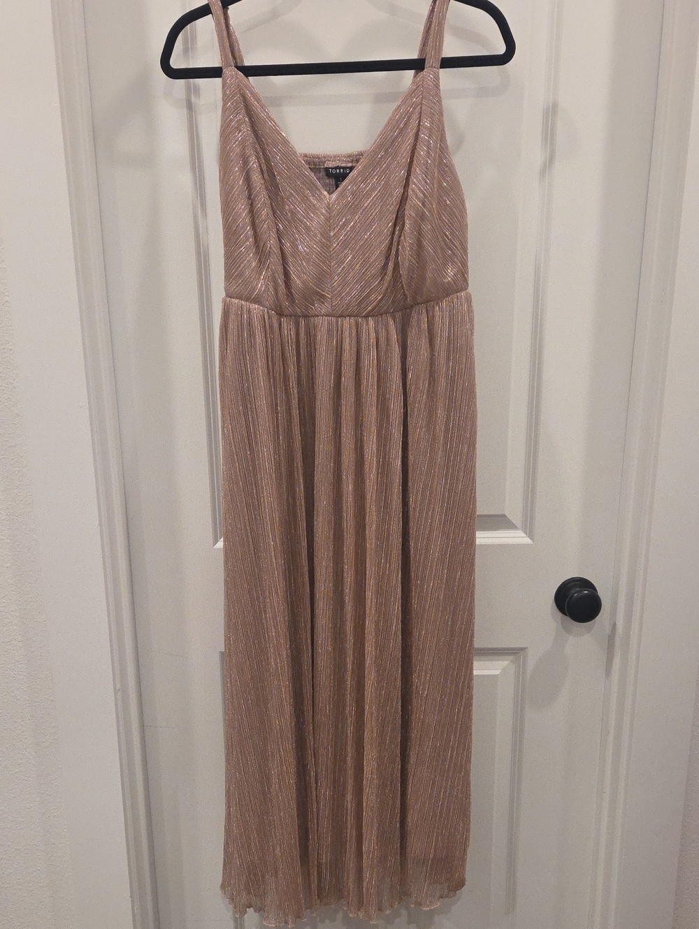 torrid Rose Gold Shimmer Pleated Maxi Dress